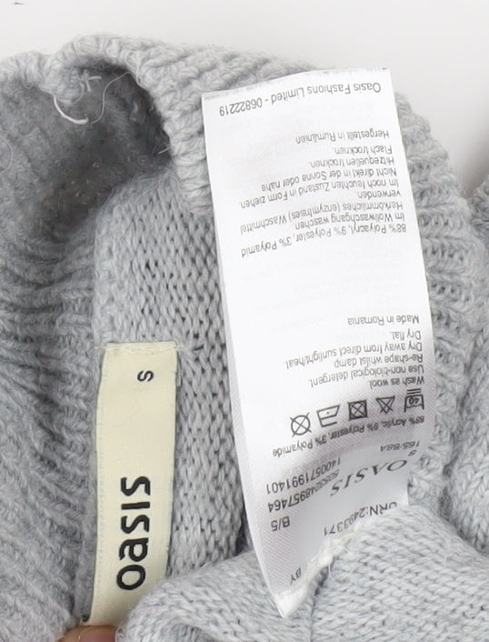Oasis Women's Grey High Neck Cape Style Jumper S