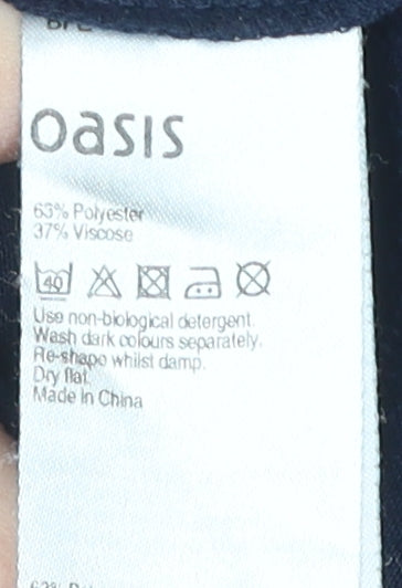 Oasis Women's Blue Basic T-Shirt, Size S, Round Neck