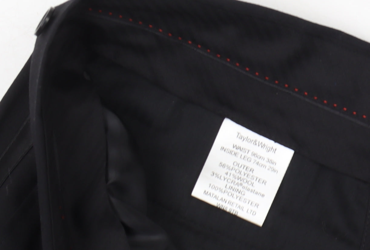 Close-up detail of Taylor & Wright Men's Black Dress Pants XL