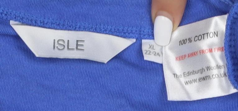 ISLE Women’s Blue V-Neck T-Shirt XL Cotton