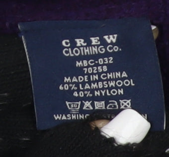 Brand and care label for Crew Clothing Women's Purple Wool Blend High Neck Pullover M