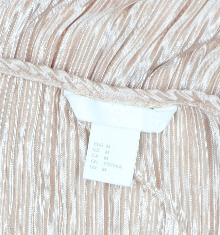 H&M Women's Beige Sleeveless Pleated Shift Dress Size 12