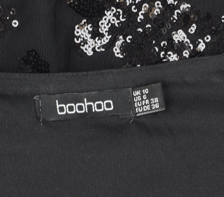 Boohoo Black Sequin Party Dress UK 10