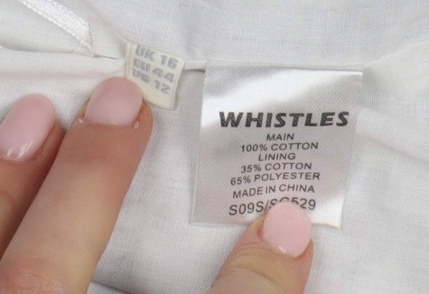 Whistles Women's Blue Geometric Size 16 Cotton Skirt