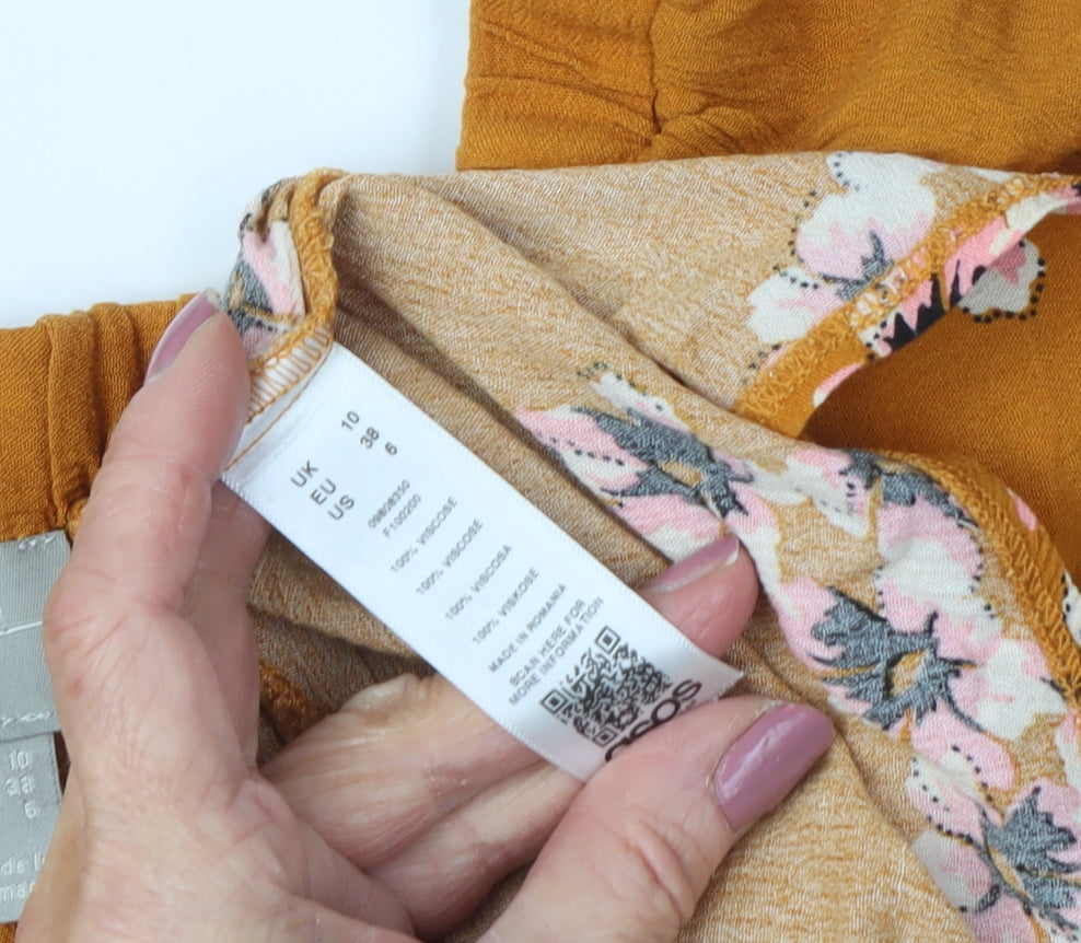 ASOS Women's Mustard Floral Blouse UK 10 Viscose
