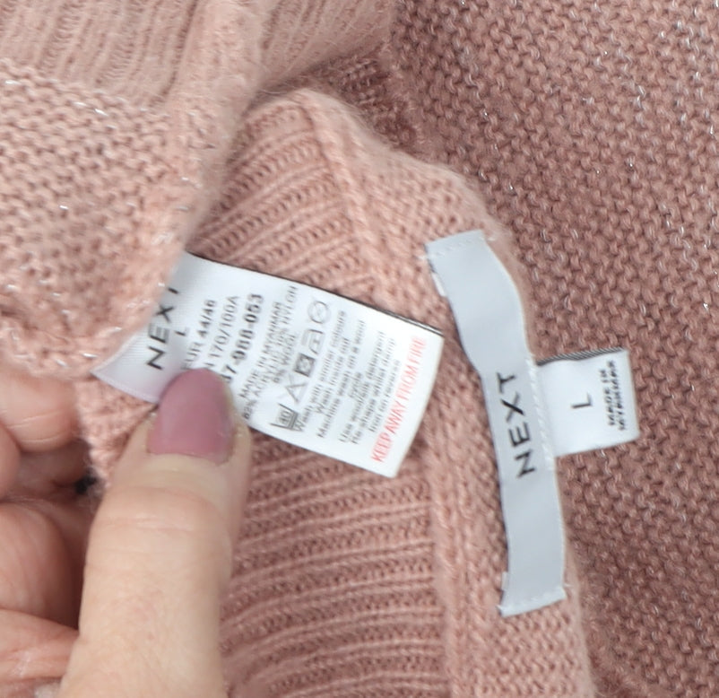 Next Women's Pink Lace Accent Pullover Jumper L