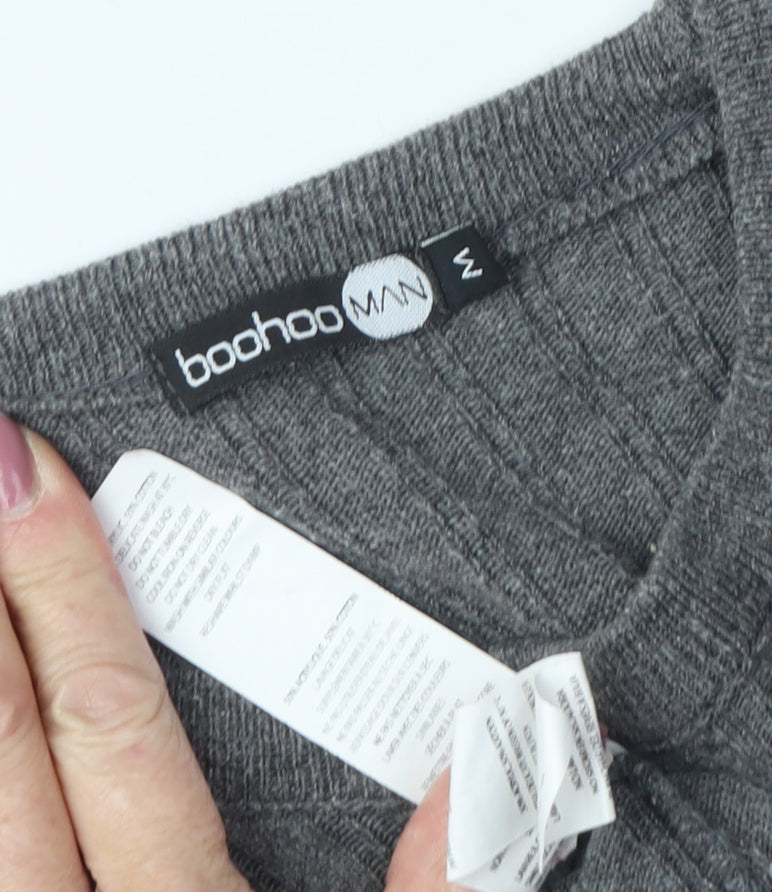 boohoo Grey Unisex Crew Neck Pullover Jumper Size M
