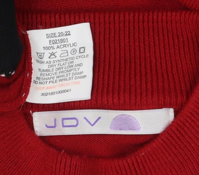 JDY Women's Red Mock Neck Pullover Jumper Size 20