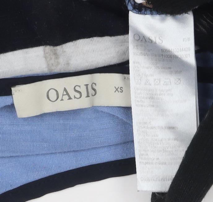 Oasis Women's Blue XS Striped Basic Tee