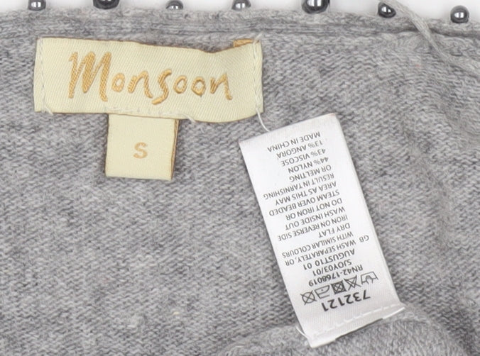 Monsoon Women's Grey Beaded Cardigan - Size S