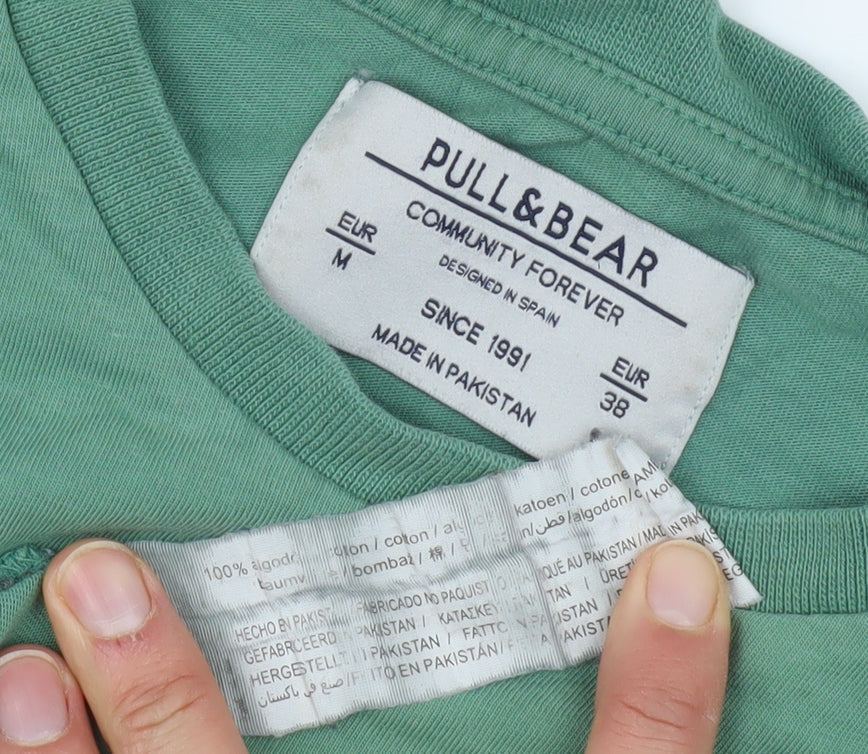 Pull & Bear Womens Green Size 10 Crew Neck T-Shirt