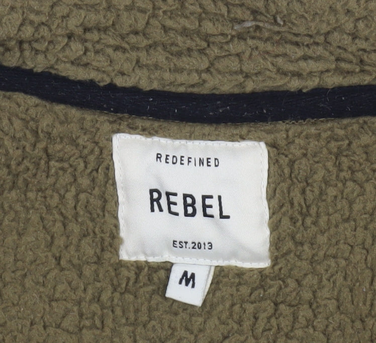 Rebel Green Fleece Jacket M Collared Button Casual