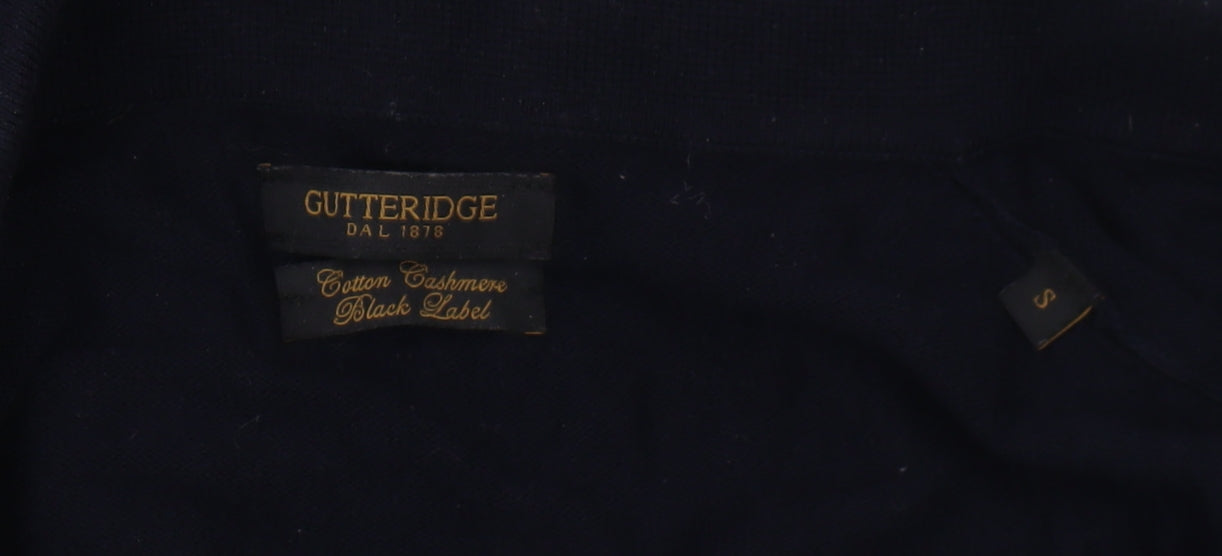 Gutteridge Men's Black Collared Jumper Cotton Cashmere S
