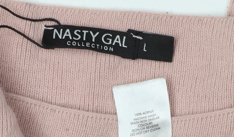 Nasty Gal Women's Pink Boat Neck Pullover Jumper L