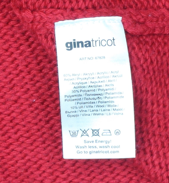 Gina Tricot Women's Red Cable-Knit Jumper, L