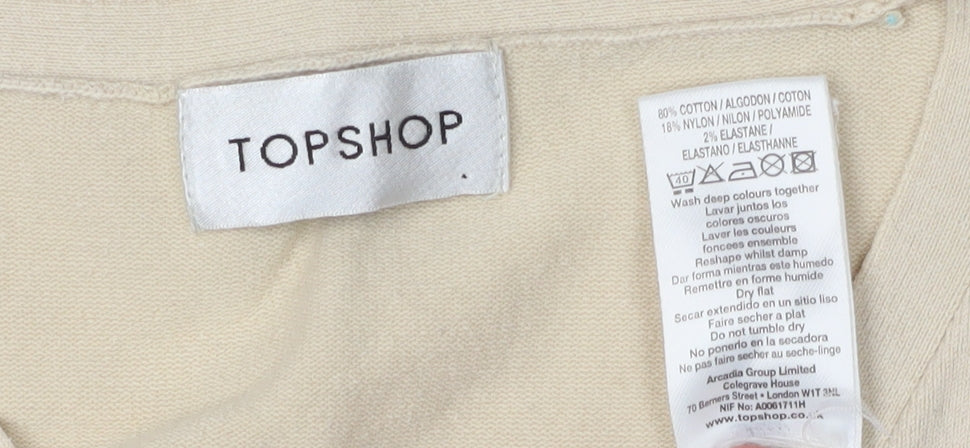 Topshop Women's Beige V-Neck Basic Sweater Size 12