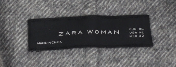 Zara Women's Grey Wool Blend Blazer, Size 16