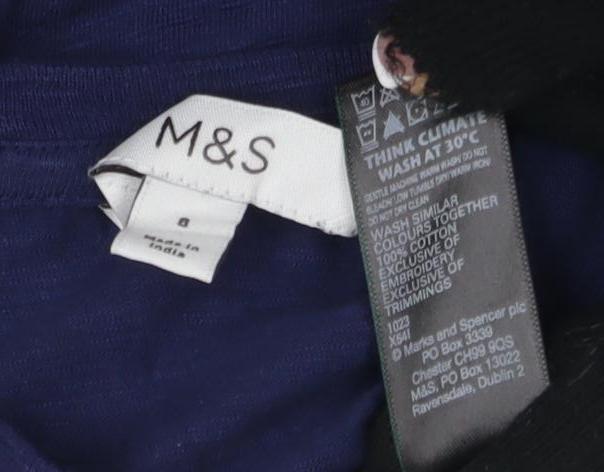 Marks & Spencer Women's Blue Cotton T-Shirt S
