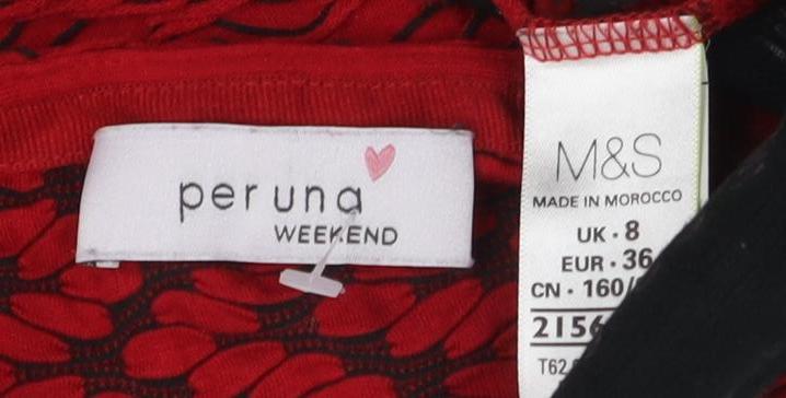 Marks & Spencer Red Long Sleeve Jersey T-Shirt UK 8