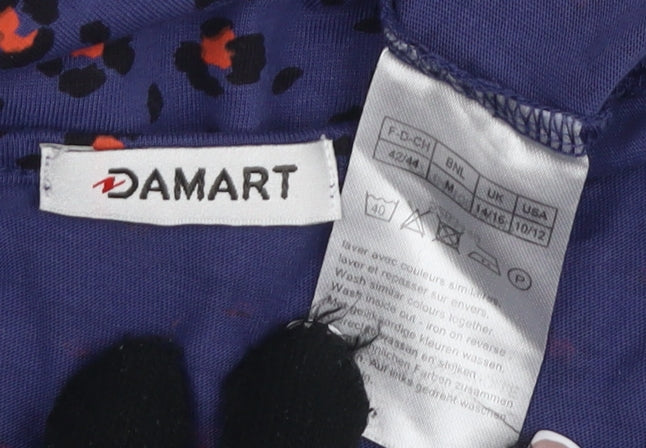 Damart Women's Blue Animal Print Blouse Size 12