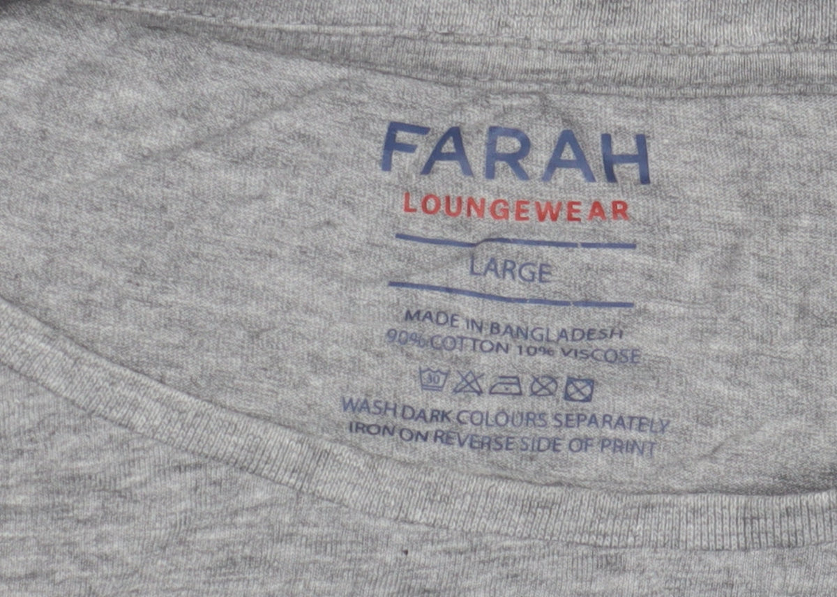 Farah Men's Grey Large T-Shirt, Short Sleeve, Crew Neck