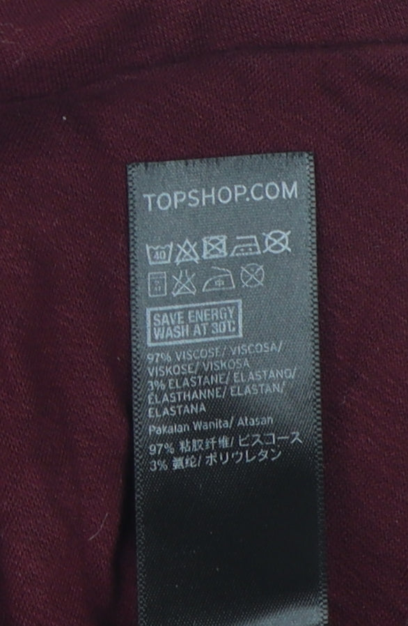 Topshop Women's Cropped Red Mock Neck Petite Size 12