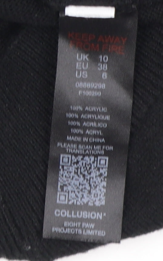 Collusion Women's Black High Neck Pullover Jumper UK 10