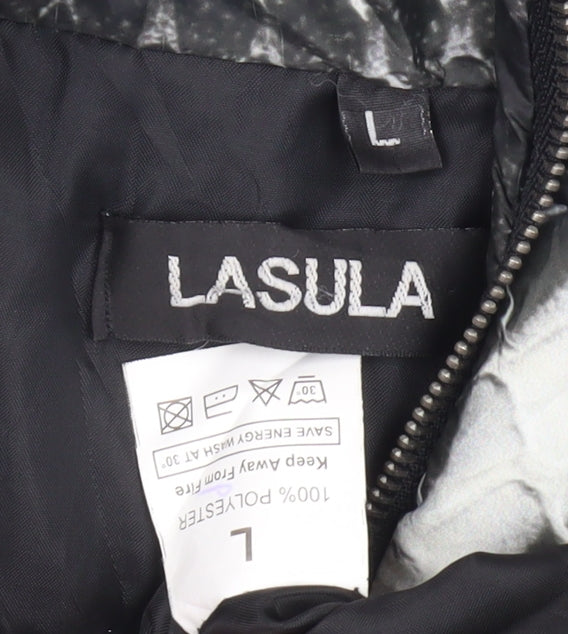 Lasula Women's Grey Animal Print Puffer Jacket L