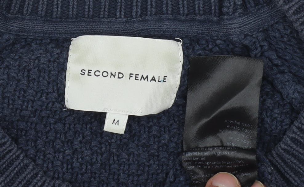 Second Female Women's Blue Cable Knit Jumper M