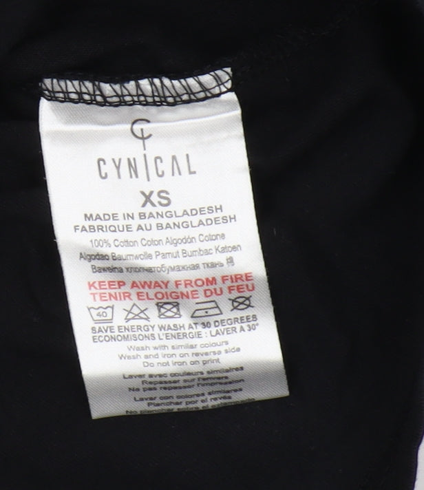 CYNICAL Unisex Black XS Cotton Basic T-Shirt