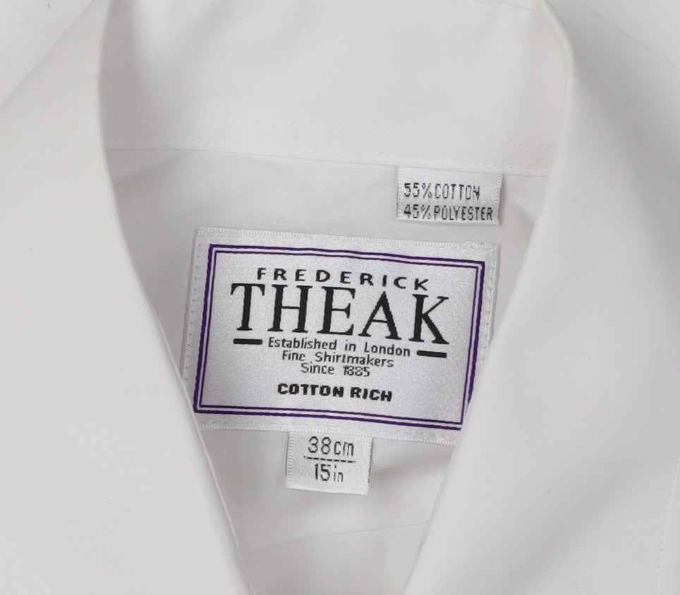 Frederick Theak Men's White Dress Shirt, S, Classic Fit