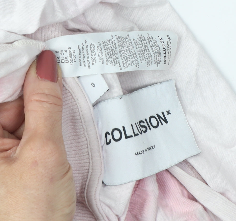 Collusion Women's Pink T-Shirt UK 8 Basic Style