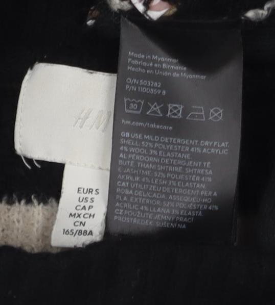 H&M Women's Black Striped Pullover Jumper, Size S, Classic Style