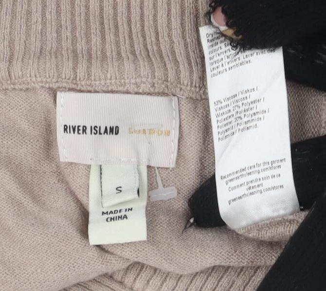 River Island Women's Beige V-Neck Pullover Jumper S
