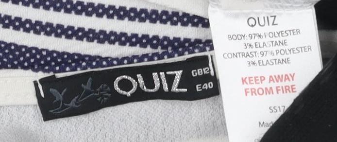 QUIZ Women’s White Striped T-Shirt Size 12