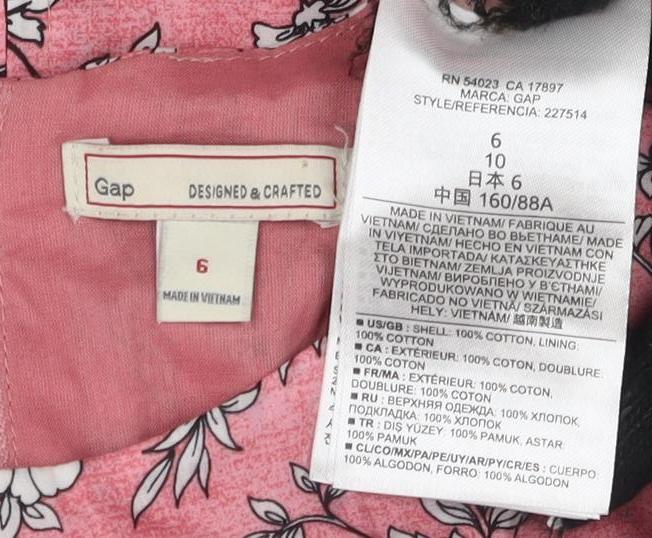 Gap Women's Pink Floral A-Line Dress Size 6