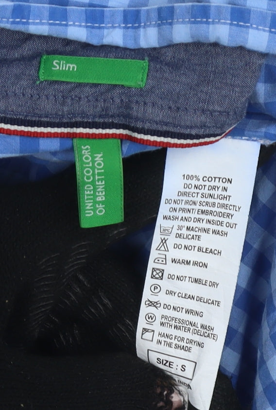 United Colors of Benetton Men's Blue Check Shirt S