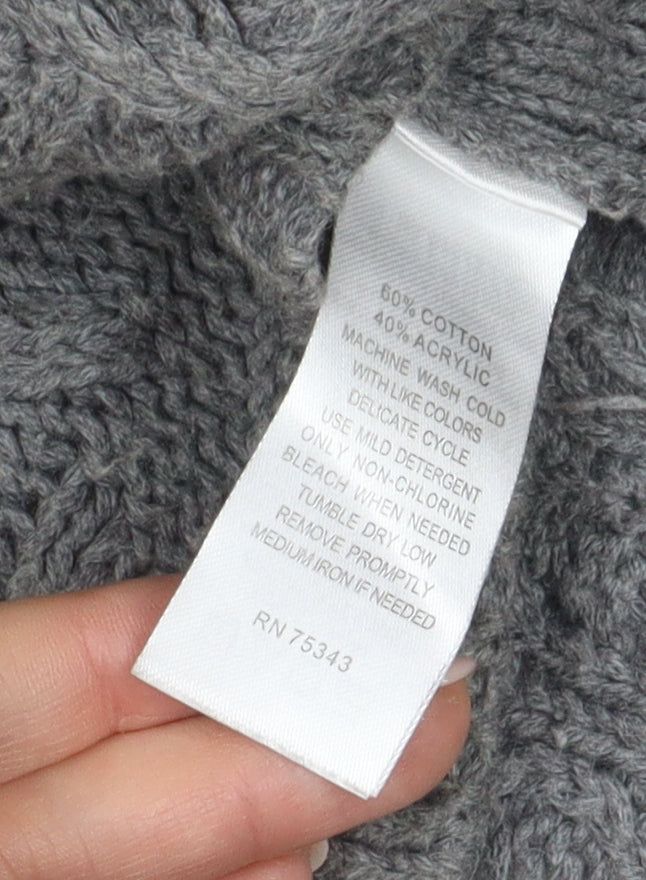 Aphorism Women's Grey Roll Neck Cable-Knit Pullover Jumper M