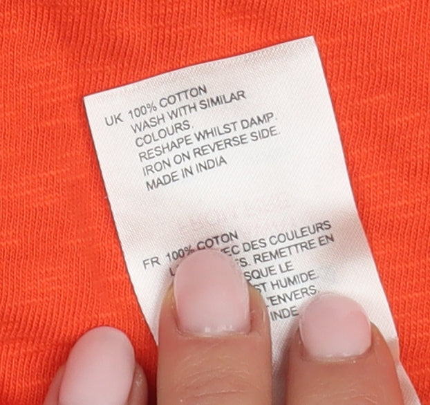 White Stuff Women's Orange Cotton Boat Neck Tee Size 6