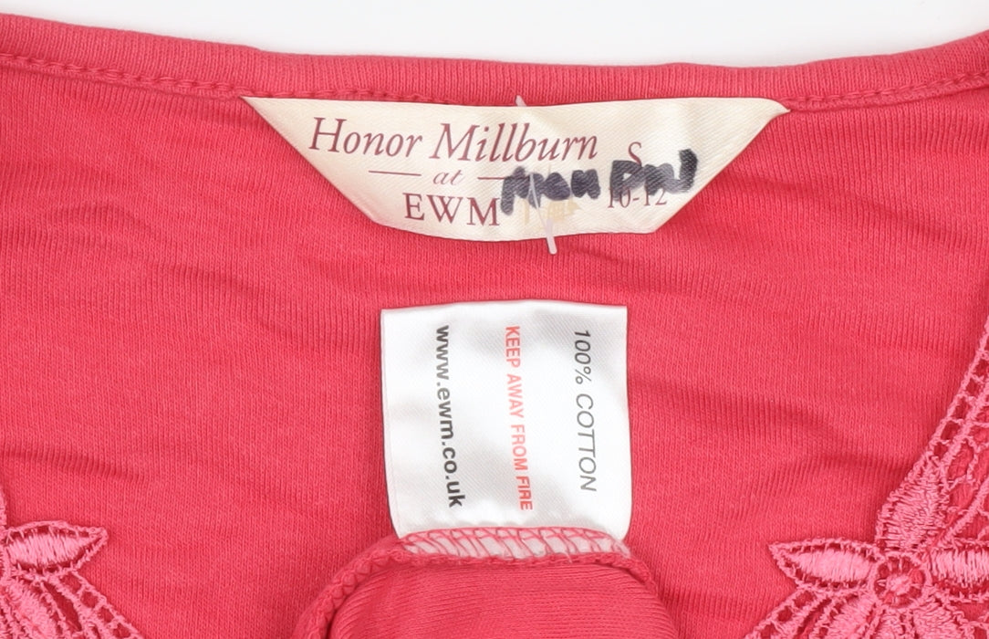 Honor Millburn Women's Pink Embroidered T-Shirt