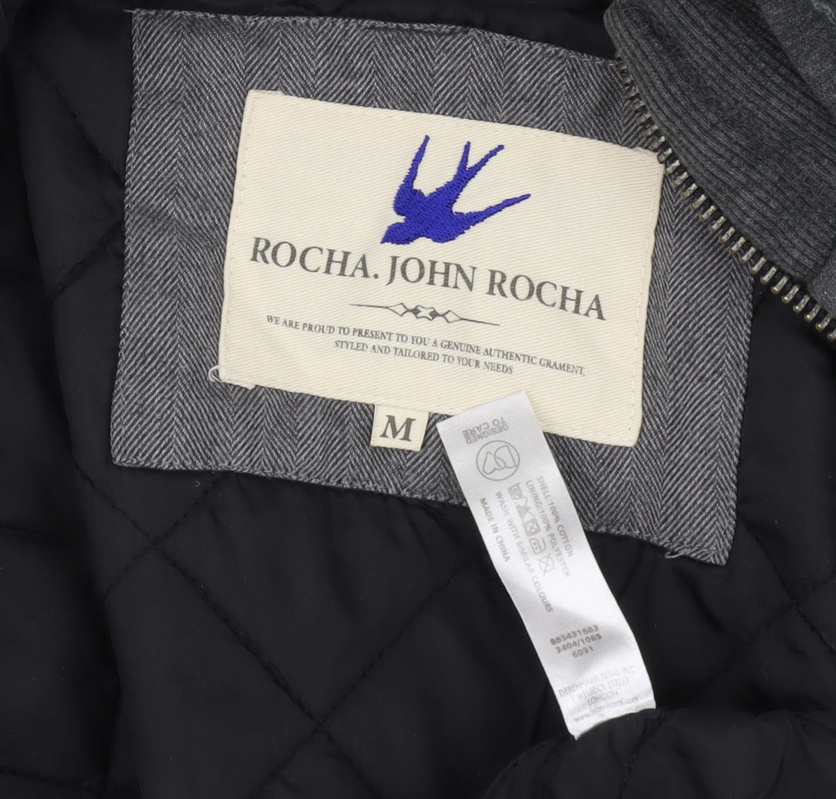Rocha John Rocha Men's Grey Hooded Puffer Jacket M