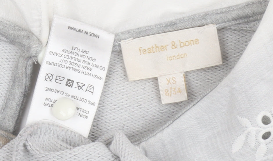 Feather & Bone London Grey Collared Pullover XS Women
