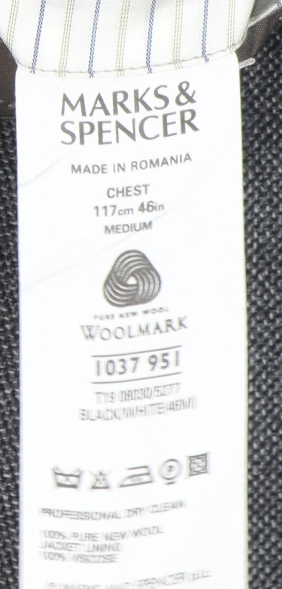 Marks & Spencer Grey Wool Blazer, Men's 46R