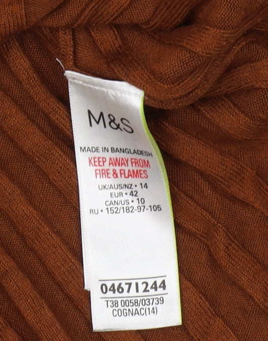 Marks & Spencer Women’s Brown High Neck Jumper, Size 14