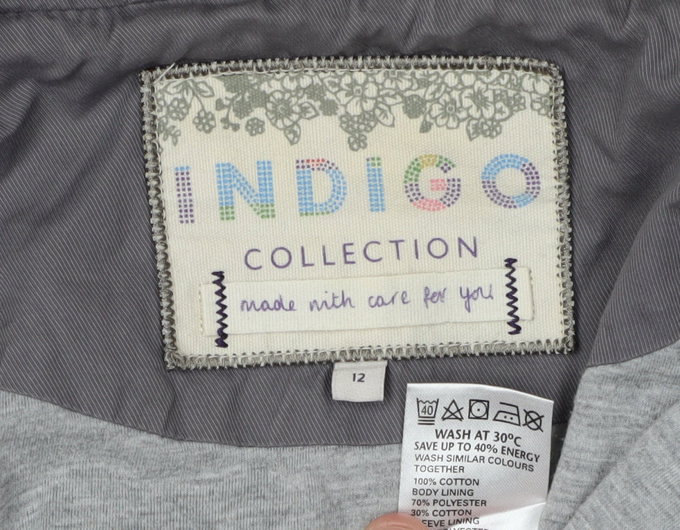 Indigo Collection Women's Grey Quilted Parka - Size 12