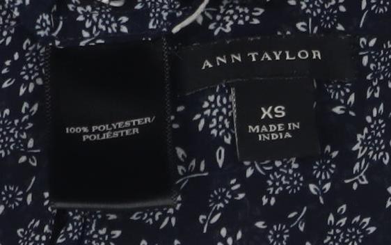 Ann Taylor Women's Blue Floral Sleeveless Blouse XS