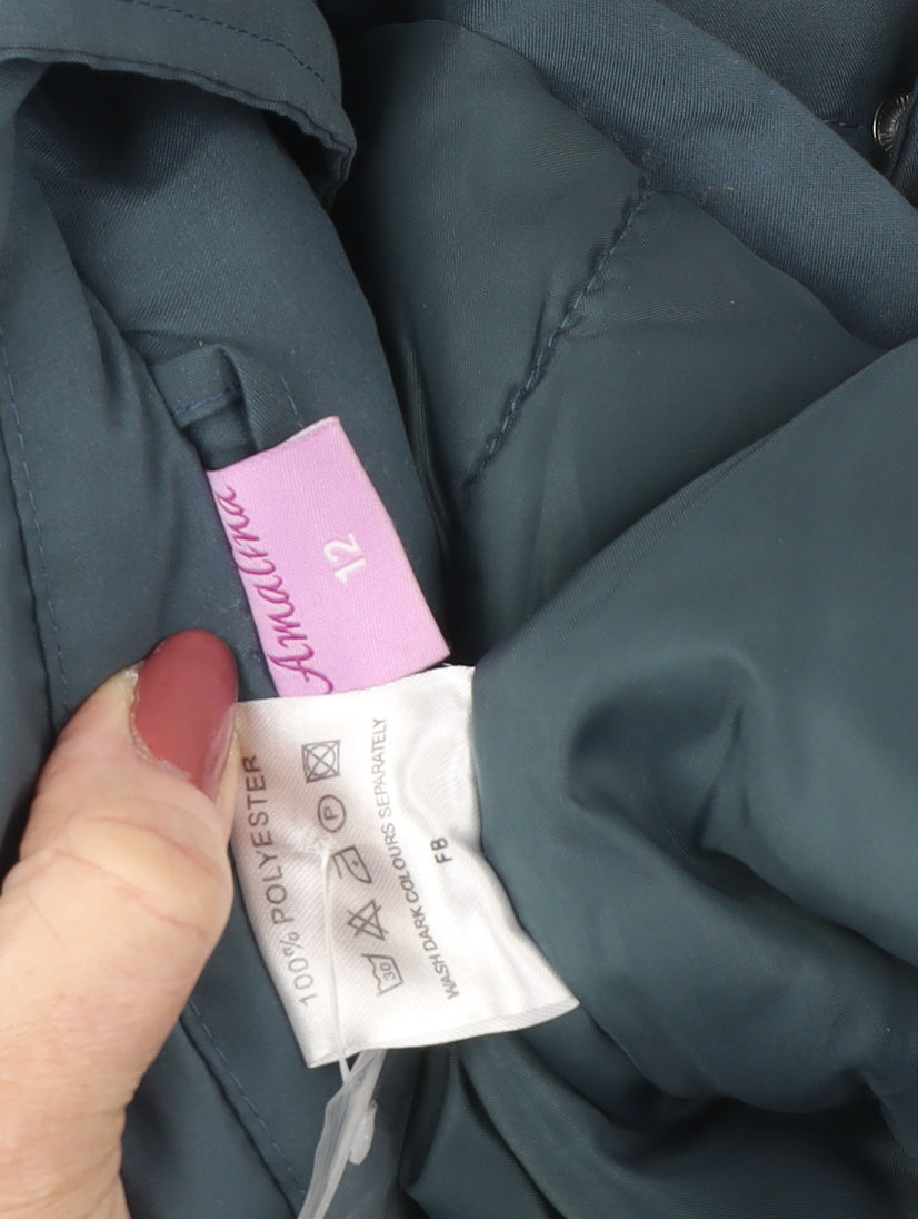 Amalina Women's Blue Hooded Parka Jacket Size 12