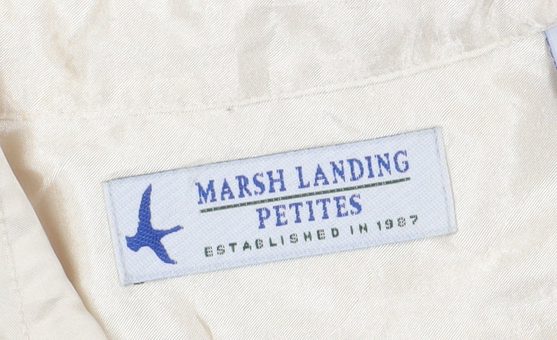 Marsh Landing Beige Women's Blouse Petite Size Collared Casual