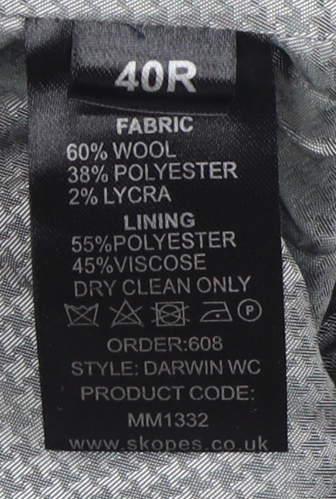 Skopes Men's Grey Suit Waistcoat 40R Regular Fit