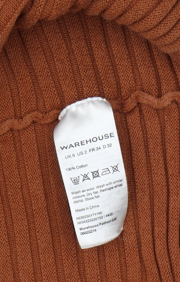 Warehouse Women's Brown Cardigan, Size 6, 100% Cotton